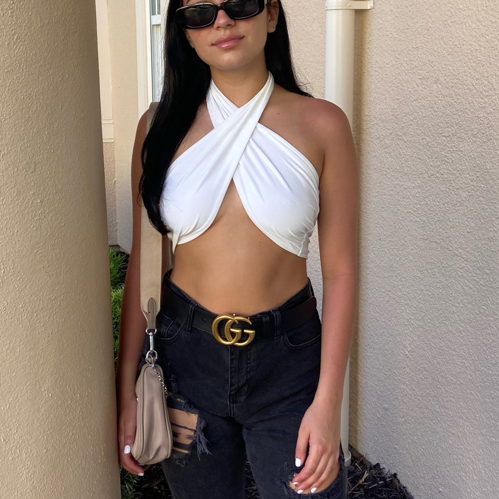 Shop Maddox Closet White Criss Cross Top